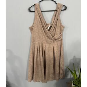 Dressfo Beige Fit & Flare Dress Sleeveless Wrap Upper Portion Size 14 Minimalist
